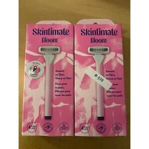 New 2 packs of Skintimate Bloom 4-Blade Razor 1 Handle + 2 Cartridges Each